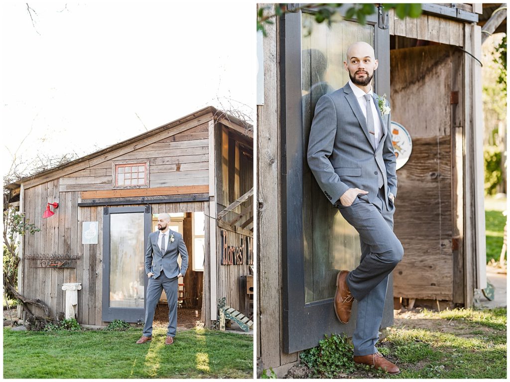 Five Oaks Farm Wedding Oregon groom portraits