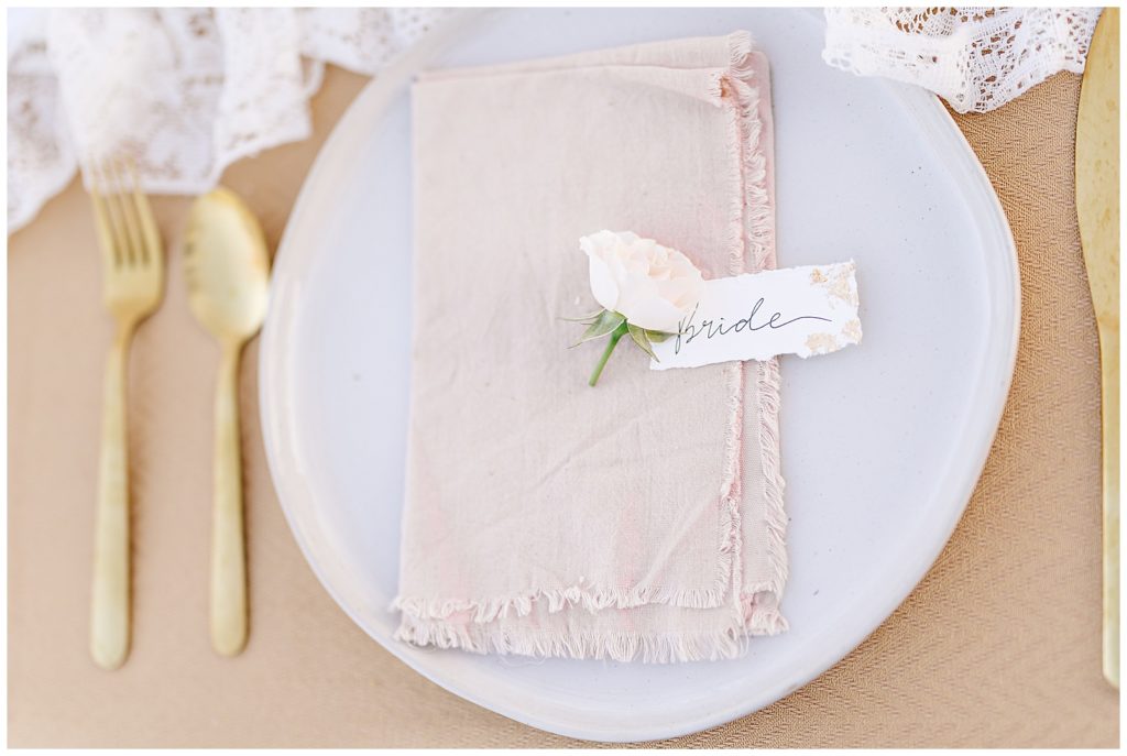 Five Oaks Farm Wedding table with place setting